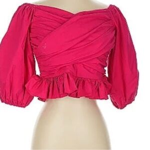 New with tags Express Pink Puff Sleeve Crop Blouse